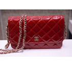 2015 Chanel A33814 Red Original Patent Leather mini Flap Bag Gold A33814