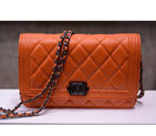 2015 Chanel A33815 Light Caviar Leather Flap Shoulder Bags Orange with Black Polished A33815