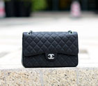 2015 Chanel A58600 Caviar leather Classic Flap Bag in Black with Silver A58600