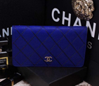 2015 Chanel Bi-Fold Wallet in Original Leather A9555 Blue A9555