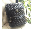 2015 Chanel Black Original Leather Backpack Embellished With a cc Signature A92961