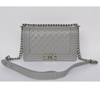 2015 Chanel Boy Flap Shoulder Bag Caviar Leather A67086 Gray A67086