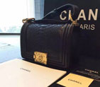 2015 Chanel Boy Flap Shoulder Bag Python Leather A66094 Black A66094