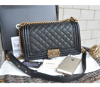 2015 Chanel Boy Flap Shoulder Bags Black Original Caviar Leather A67086 Gold A67086