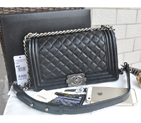 2015 Chanel Boy Flap Shoulder Bags Black Original Caviar Leather A67086 Silver A67086