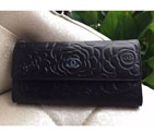 2015 Chanel Camellia Tri-Fold Wallet Original Leater A50084 Black A50084