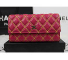 2015 Chanel Camellia Tri-Fold Wallet Original Leater A50084 Red A50084