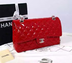 2015 Chanel Classic Flap Bag 1112 Original Patent Leather Red with Silver Hardware 1112