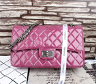 2015 Chanel Classic Flap Bag 2.55 Series Earthworms grain patent leather 1112 Purple 1112