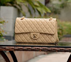 2015 Chanel Classic Flap Bag Apricot Sheepskin leather A37586 Gold A37586