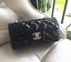2015 Chanel Classic Flap Bag Original Patent Leather A6035 Black with Silver A6035