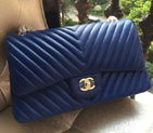 2015 Chanel Classic Flap Bag Original Sheepskin Leather 1113 Blue with Gold 1113