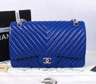 2015 Chanel Classic Flap Bag Original Sheepskin Leather 1113 Blue with Silver 1113