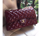 2015 Chanel Classic Flap Bag Original Sheepskin Leather 1113 Burgundy with Gold 1113