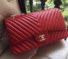 2015 Chanel Classic Flap Bag Original Sheepskin Leather 1113 Red with Gold 1113