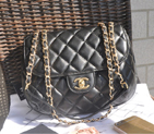 2015 Chanel Classic Flap Bag Sheepskin Leather A94758 Black A94758