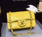 2015 Chanel Classic Flap Bags Python Leather A1116 Yellow A1116
