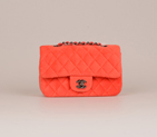2015 Chanel Classic mini Flap Bag Black Villus 1117 Orange 1117