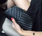 2015 Chanel Clutch Chevron Sheepskin Leather A35487 Black A35487