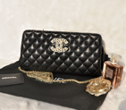 2015 Chanel Clutch Shoulder Bag Sheepskin Leather A94306 Black A94306