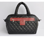 2015 Chanel Coco Cocoon Satchel Bag Sheepskin A47205 Black&Red A47205