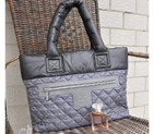 2015 Chanel Coco Cocoon Tote Bag Eiderdown A92259 Gray&Black A92259