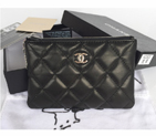 2015 Chanel Coin Purse Black Original Sheepskin Leather A33625 Silver A33625