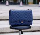2015 Chanel Jumbo Quilted Classic Caviar Leather Flap Bag A58601 Blue in Gold A58601