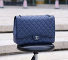 2015 Chanel Jumbo Quilted Classic Caviar Leather Flap Bag A58601 Blue in Silver A58601