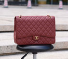 2015 Chanel Jumbo Quilted Classic Caviar Leather Flap Bag A58601 Burgundy in Gold A58601