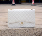 2015 Chanel Jumbo Quilted Classic Caviar Leather Flap Bag A58601 White in Gold A58601