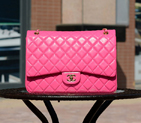 2015 Chanel Jumbo Quilted Classic Sheekskin Leather Flap Bag A58601 Rose in Gold A58601
