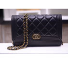 2015 Chanel LE Boy A33815 Original Sheepskin Leather Flap Shoulder Bags Black with Gold A33815