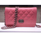 2015 Chanel LE Boy A33815 Original Sheepskin Leather Flap Shoulder Bags Cherry pink with Silver A33815