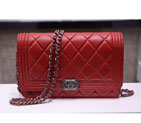 2015 Chanel LE Boy A33815 Original Sheepskin Leather Flap Shoulder Bags Red with Silver A33815