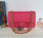 2015 Chanel Lambskin Chevron Quilting Classic Flap Bag 1112 Rose 1112