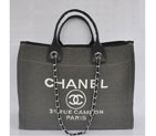 2015 Chanel Large Canvas Tote Shopper Bag A68046 Dark Grey A68046