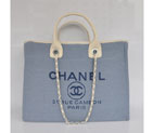 2015 Chanel Large Canvas Tote Shopper Bag A68046 Light Blue A68046