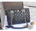 2015 Chanel Large Shopping Bag Lambskin Leather A8209 Black A8209