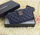 2015 Chanel Matelasse Bi-Fold Wallet Calfskin Leather A219009 Royal A219009