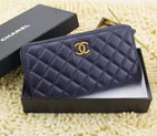 2015 Chanel Matelasse Calfskin Leather Zip Around Wallet A219007 Royal A219007