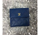 2015 Chanel Matelasse Tri-Fold Wallet Caviar Leather A48980 Blue A48980