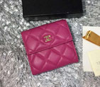 2015 Chanel Matelasse Tri-Fold Wallet Original Sheepskin Leather A48980 Rose A48980
