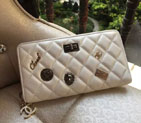 2015 Chanel Matelasse Zip Around Wallet Original Leather A80445 Offwhite A80445