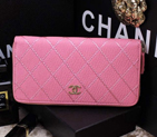 2015 Chanel Matelasse Zip Around Wallet Original leather A9559 Pink A9559