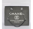 2015 Chanel Medium Canvas Tote Shopper Bag A68045 Dark Grey A68045