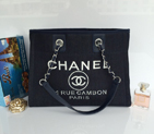 2015 Chanel Medium Canvas Tote Shopper Bag A68045 DarkBlue&Royal A68045