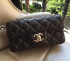 2015 Chanel Mini Flap Bag Original Sheepskin Leather A34008 Black A34008