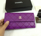 2015 Chanel Original Leather Bi-Fold Wallet A9556 Purple A9556