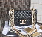 2015 Chanel Quilted Flap Handbag A35877 in Black A35876